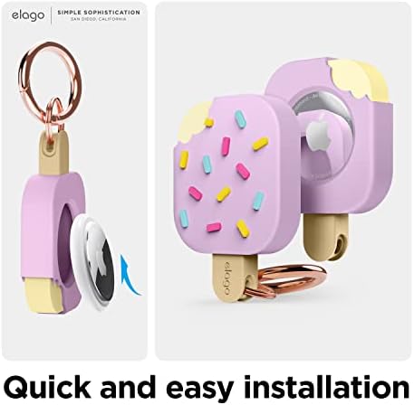 Casa de sorvete Elago compatível com o chaveiro Apple Airtag, compatível com o estojo Airtag - Proteção de queda, dispositivo de rastreamento de anel de chaveiro não incluído [lavanda]
