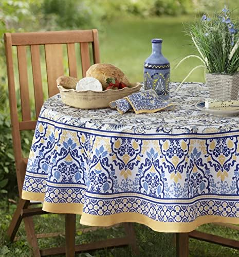 Pechinchas em casa mais Provence Allure Arabesque Amarelo e azul Floral Borded Country French Table Tonet Towloth,
