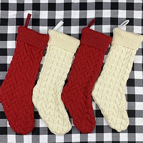 Decoração de bolsa de brinquedo Toyandona Xmas de malha de malha de decoração personalizada meias de lareira de meias, doces pendurados