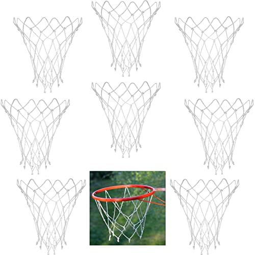8 PCS Mini Substituição de basquete Substituição de basquete de basquete Rede 8 Loops Basketball Net para jantes 8-10,25 redes de substituição na maioria das clima para interno e externo