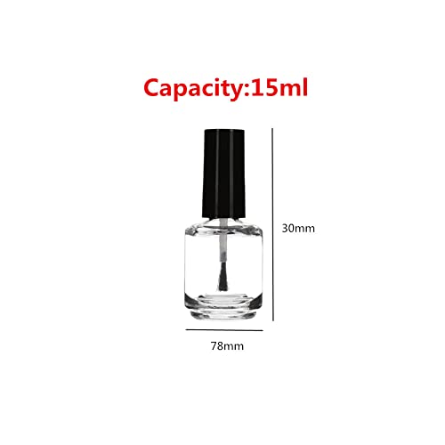 15ml Recipientes de garrafas de esmalte vazias de 15 ml para amostra de arte de unha, garrafas de esmalte redondo de vidro transparente