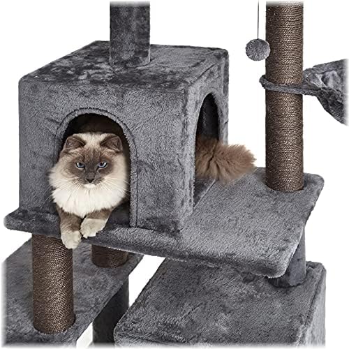 Torre de gatos de vários níveis de 45 polegadas, torre de gatos, condomínio de casa de gatos de vários níveis, com hammock