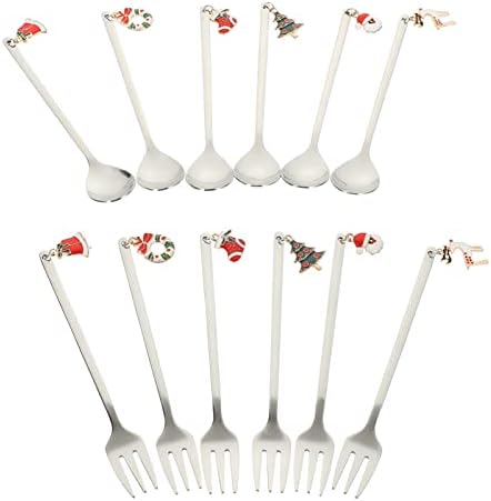 Luxshiny Kitchen utensil Conjunto de 60 PCs colher de Natal Conjuntos de talheres de Natal Xams Spoons de sobremesa de
