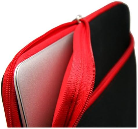 Caixa de ondas de caixa compatível com neurônio Lanix al - macacão com bolso, bolsa macia neoprene capa com zíper - jato preto com acabamento vermelho