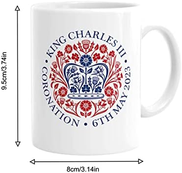 Caneca de coroação do rei Carlos III, canecas de café rei da Inglaterra, 2023 Emblema Oficial Caneca Rei Carlos III Presente de lembrança