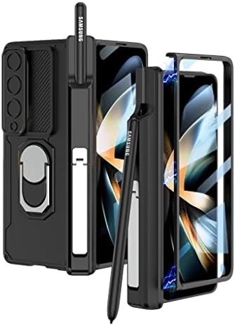 Design TDTOK para Galaxy Z Fold 4 Case com protetor de tela Ring Kickstand, Caso de serviço pesado de grau militar para Samsung Galaxy