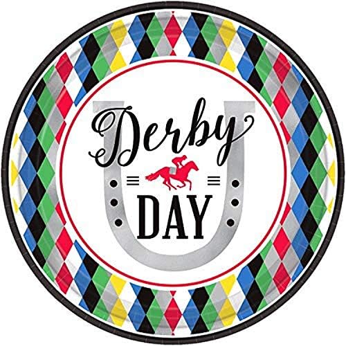 Placas redondas do AMScan Derby Day, 9 - pacote de 8, multicolor