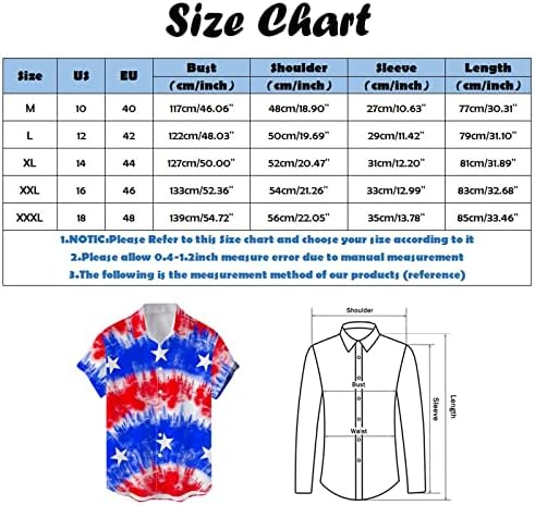 Xxbr 4 de julho Camisas havaianas para masculino Patriótico Americano Bandeira Americana Tops Button Down Down Fit Casual Shir