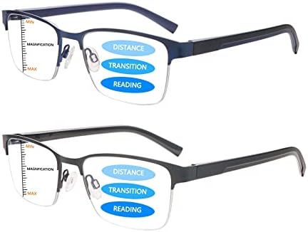 Maeown Progressive Multifocal Reading Glasses Men Blue Block Blocking Spring Leitors Computer Glasses Computer Meiod Metal