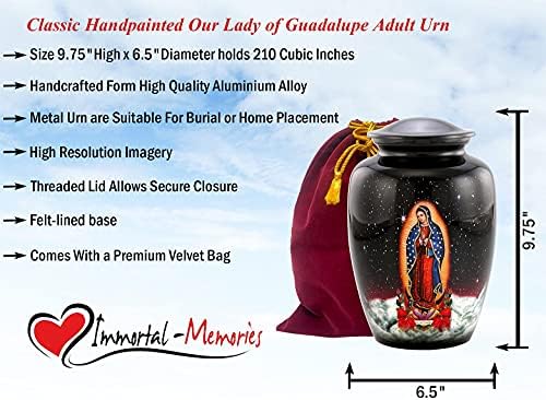 Nossa Senhora de Guadalupe Urna, Cremação Religiosa Urna para Ashes, Urna Espiritual, Urna Memorial Artesanal com Bolsa de Velvet