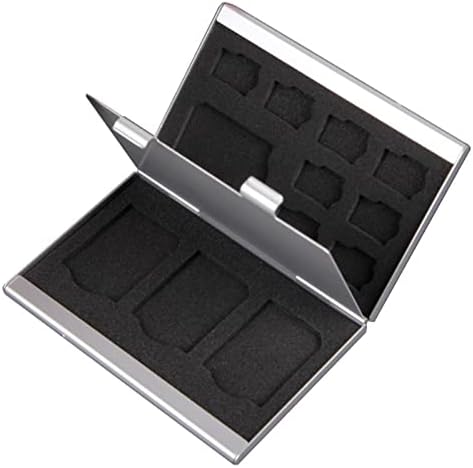 Porta de cartão SD portátil 12 em 1 Caso de memória Caixa METAL Caixa de armazenamento de alumínio Metal Protecter Case Holder para SD/SDHC/SDXC/Micro SD/TF/MMC Cartão de memória portátil Caixa de armazenamento portátil ， durável, à prova d'água e D