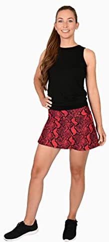 Rainha da corte Red Black Snake Print Tennis Salia | Skort atlético em pickleball