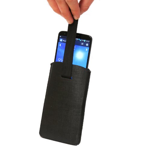 Navitech Black Pull Tab/Cord Pouch Capa Case compatível com o Huawei Ascend P7 e Huawei Honor 6
