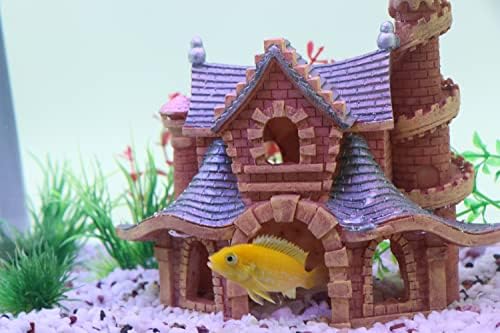 Aqua KT Aquário Castelo colorido Fairy Garden House Fish Hiding Rock para Betta Cichlid Goldfish Guppy Garden Pond