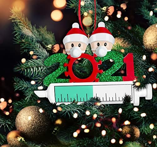 My Jolly Christmas Tree Ornaments com vacina - 2021 fofo para decoração em casa - Quarentena com tema com tema de