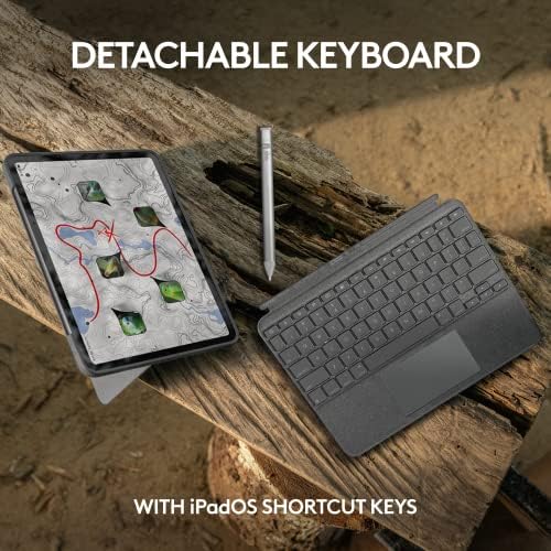 Logitech Combo Touch iPad Pro Case de teclado de 11 polegadas e lápis digital Logitech Crayon - Layout de Oxford Gray, EUA