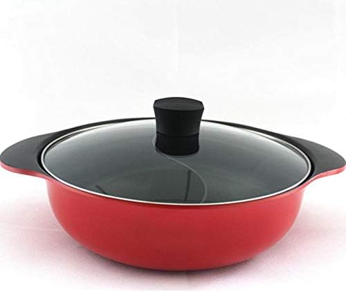 Pote quente antiaderente com tampa de silicone Coating cerâmica Shabu Shabu Hot Pot com divisor, 11 polegadas ， 4,5L, 5,64lb-Grey