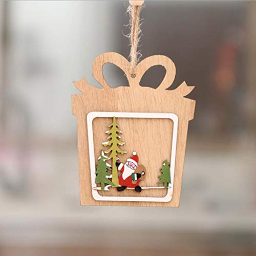Aular também Ornamentos de Natal de Natal Ornamentos de madeira pendurados kit de pingentes de madeira com sinos coloridos