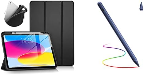 DTTO iPad Case de 10ª geração, Slim Tri-Fold Stand Soft TPU traseiro com porta-lápis com caneta de caneta para iPad 10,9 polegadas 2022,