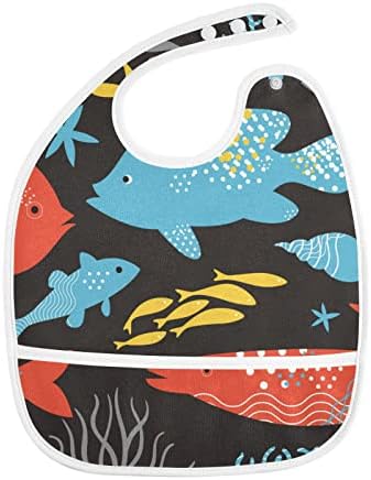 Emelivor Sea Fish Animals Bibs para bebês menino, alimentando babadores à prova d'água, babadores para meninos, meninas para crianças comendo alimentar 1-3 anos, 2 pacote