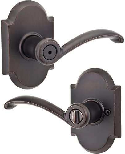 KWIKSET AUSTIN Série Privacy Door Leaver Set com o botão Virar para o BedroomRGP1017426 730Aul, veneziano Bronze