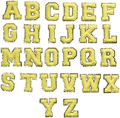 Jffcestore tamanho pequeno chenille harsity letter patches com relevos de ouro ferro de borda liga/costurar em letras chenille remendo reparo decorativo alfabeto adesivo adesivo letra