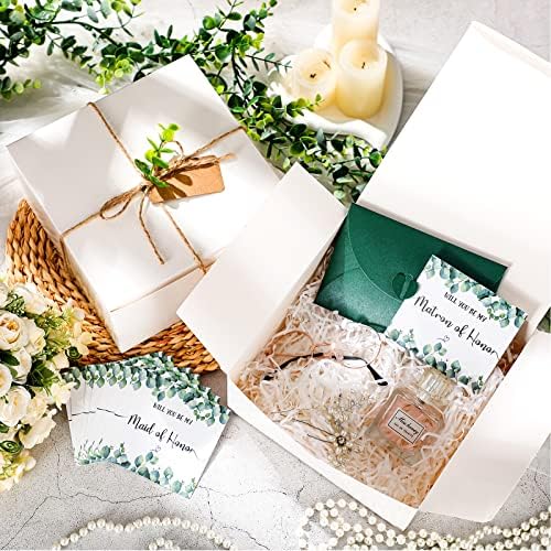 42 PCs Proposta de dama de honra Caixas de presente Conjunto 8 Caixas de dama de honra 8 cartões com envelopes 8 Kraft Paper