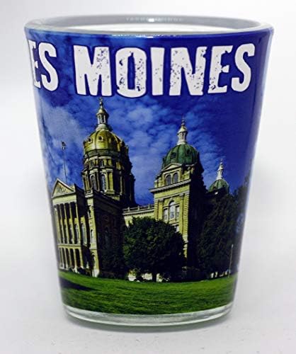 Des Moines Iowa Clear Blue Photo Shot Glass