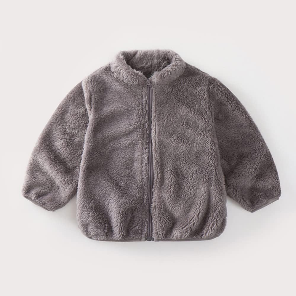 Jaqueta de suéter de bebê unissex macio e aconchegante lã de lã de zíper de zíper para 1-6t meninos meninas outono casaco de inverno