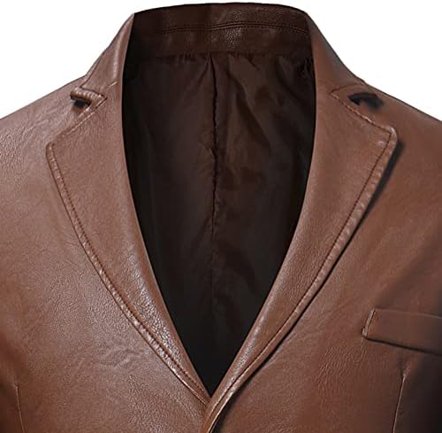 Mensual casual slim fit blazer 2 botões Jaqueta de couro Faux Solid Sport Sport Dialy Coat Lightweight PU Jacket Coat
