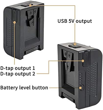 Bateria de montagem Mini V Mini V 99WH 6875mAh 15A Max Draw com adaptador de saída D-TAP para USB & D-TAP para BMPCC 6K Pro/Sony