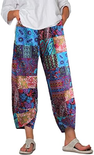 Yidarer Womens Summer Summer Casual Butterfly Imprimir calças de pernas largas Esportes de lounge