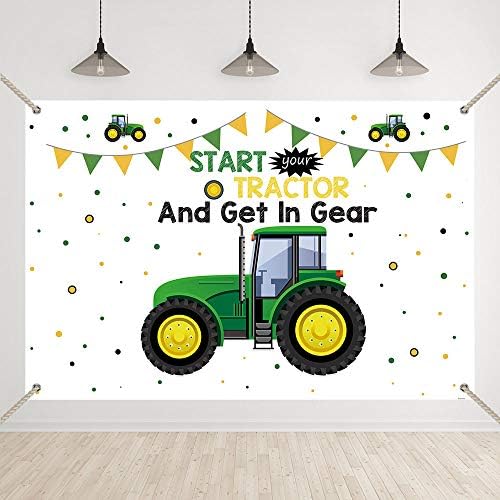 Bellimas Green Tractor Birthday Birthday Party Beddrop Inicie seu trator e entre em equipamento Fundo do chá de bebê Props Banner Copper Hole