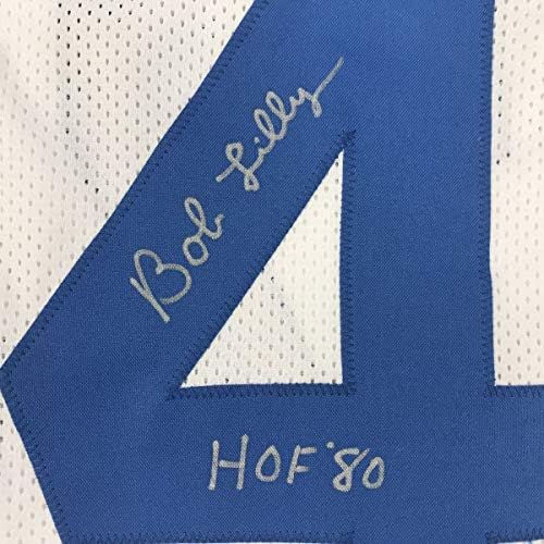Bob Lilly HOF autografado/assinado 80 Dallas White Football Jersey JSA COA