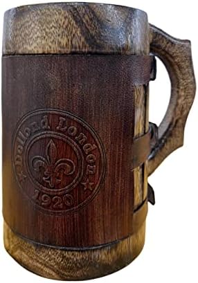 ColecioniblesBuy Arcado artesanal caneca de cerveja rústica Bind Bind Leather Drinking Tankard com o conjunto de alça de 2