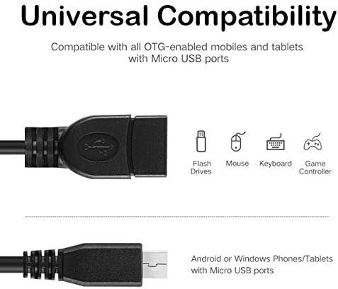 Volt Plus Tech Micro USB OTG Compatível com seus comprimidos Android, ventos, PC, ratos, câmera digital Direct no kit de cordão do controlador de conexão Go e adaptador de cabo de 4 polegadas!