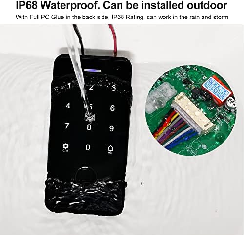 QTTYELOK NFC Bluetooth Tuya Access Controller IP68 Biometria de impressão digital de teclado RFID à prova d'água Sistema de trava de senha inteligente + 10pcs 13.56mHz keyfobs