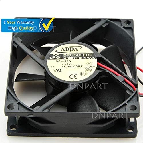 DNPART Compatível para Adda AD0812HB-A70GL 12V 0,25A 8025 Ventilador de resfriamento de 2 fios