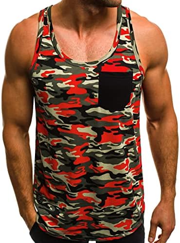 Tampas de tanque de camuflagem ubst para homens de verão sem mangas camuflagem colete de camisetas camisetas de praia correme o treino tanque muscular top tampo leve jaqueta leve bolso de rastreamento frontal backet no peito ajustável zip up zip para cima