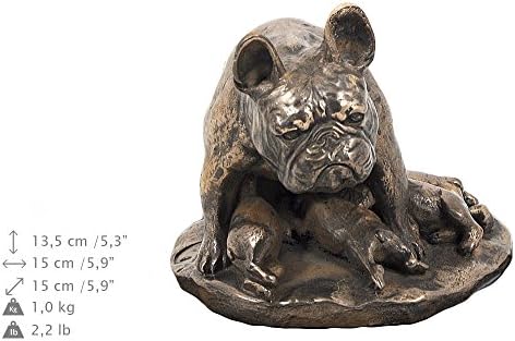 Bulldog francês Mama 2, Urn for Dog Ashes Memorial com estátua, nome e citação de animais de estimação - Artdog personalizado