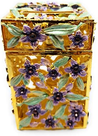 Presentes de Ayuni do mundo elegante Floral Tzedakah Charity Box Paint Painted esmalte no conjunto de mão com cristais austríacos genuínos