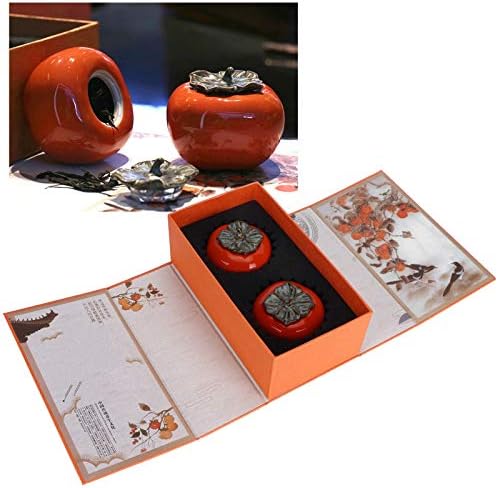 Huangxing - Cabaca de café Cerâmica, 2pcs Psimmon Cozinha em forma de cozinha frascos de armazenamento de chá, recipiente