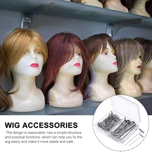 Acessórios para escritórios animados 150pcs peruca T- PINs de aço para pinos de peruca para a cabeça da peruca para mannequin Holdring da peruca de peruca clipes de fixação