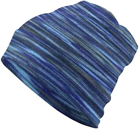 Baikutouan Space Dye Blue Print Feanie Hats for Men Mulheres com Capinha de Crânio de Design