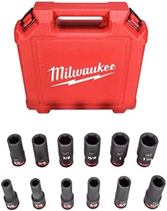 Milwaukee 49-66-7011 Shockwave 1/2 pol. Drive SAE Deep Well Impact Socket Set, multicolor