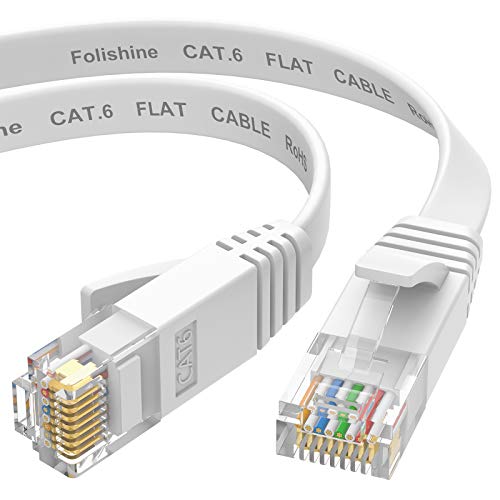 Folhish Cat 6e Ethernet Cable 10 pés, cabo de rede plana com conector RJ45 sem pretensão para separação Ethernet, PS4, Xbox,