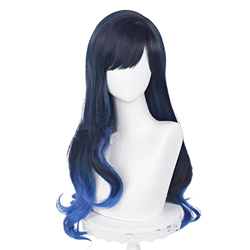 Osseoca Shiraishi Uma peruca de cosplay azul escuro 70cm)