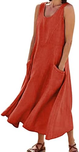 Vestido de verão casual feminino de himtak vestido de praia sem mangas de praia solta cor de cor sólida plissada