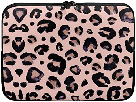 Sacos de laptop de leopardo rosa suhoaziia feminino, com zíper portátil de 10 a 17 polegadas portátil carregando bolsa de capa