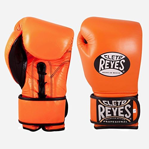 Cleto Reyes Lace Up Hook and Loop Hybrid Fit Luvas de boxe de boxe Edição Especial, Tiger Orange, Médio